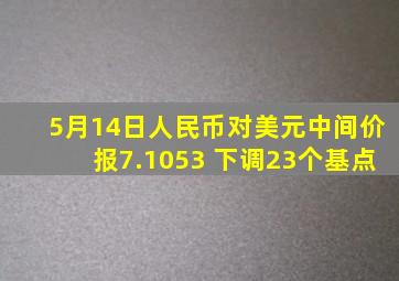 5月14日人民币对美元中间价报7.1053 下调23个基点